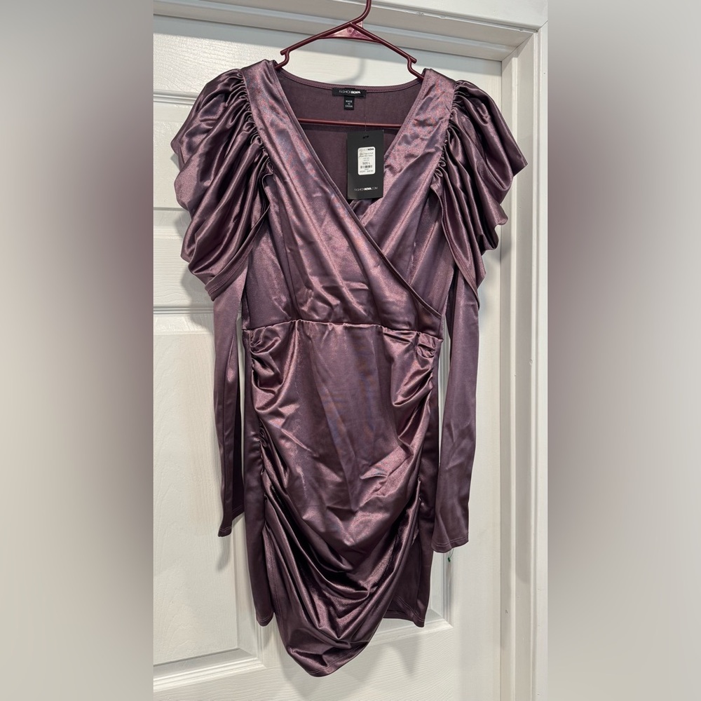 Fashion Nova Plum Ruched Dress
